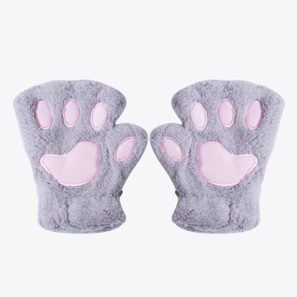 Cat Paw Varma Handskar Half Finger Vantar Snygg Tjock Gray