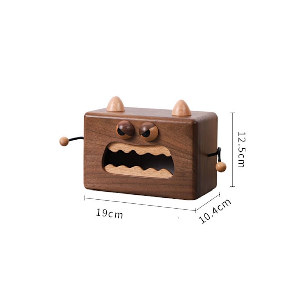 Svart valnöt trä vävnadslåda prydnader Kreativitet Monster