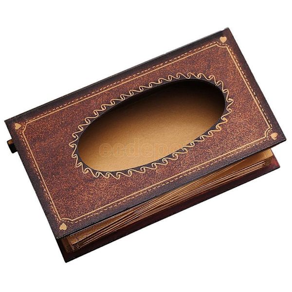 Elegant Wood Books Shape Tissue Box Cover Home Car Servett