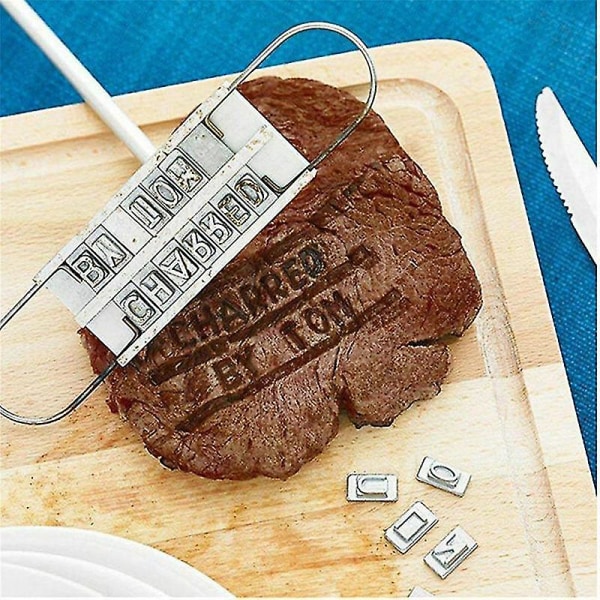 Printed Barbecue Trähandtag Stämpel Grill Kött självbiff