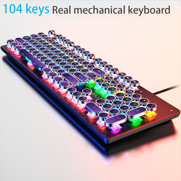 qwert 104 tangenter Mekaniskt tangentbord Runt Retro Keycap Gaming