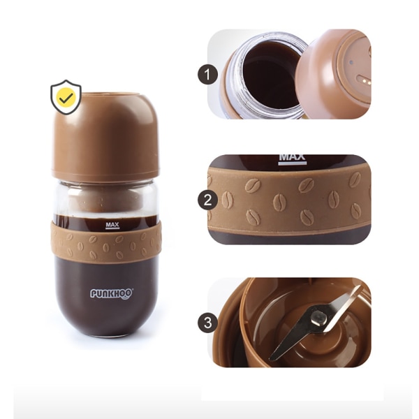 USB Recharge Kaffemaskin Mini Bärbar Kaffebryggare