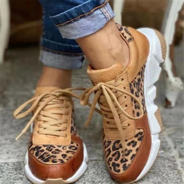 Kvinna Platform Sneakers Tie Up Printed Sportskor För 36