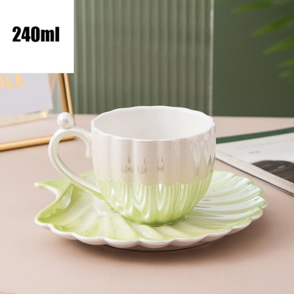 Creative Gradient Green Shell Pearl Cups Fat Set