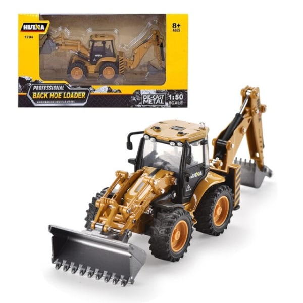 1:50 Diecast Back Hoe Loader 4-hjulslegering grävmaskin modell