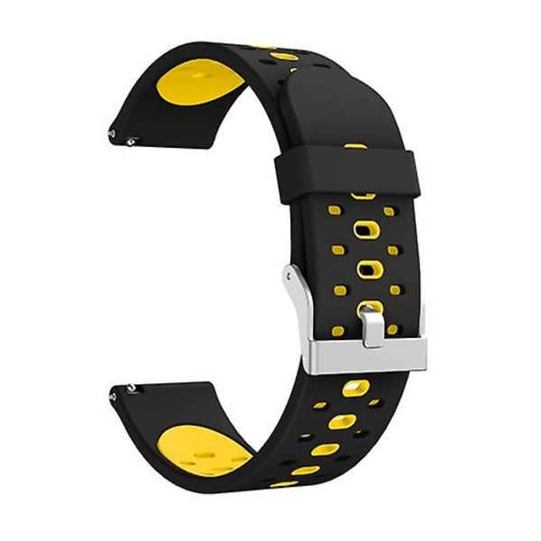För Samsung Galaxy Watch 3 45mm Silikon med tre rader Black Yellow
