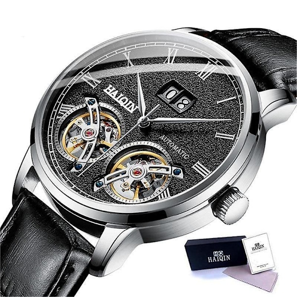 Automatisk självvindande watch i mekanisk stil för män Silver White L