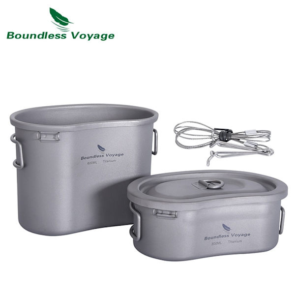 Gränslös Voyage Camping Titanium Pot Cup Set 300ml & 600ml
