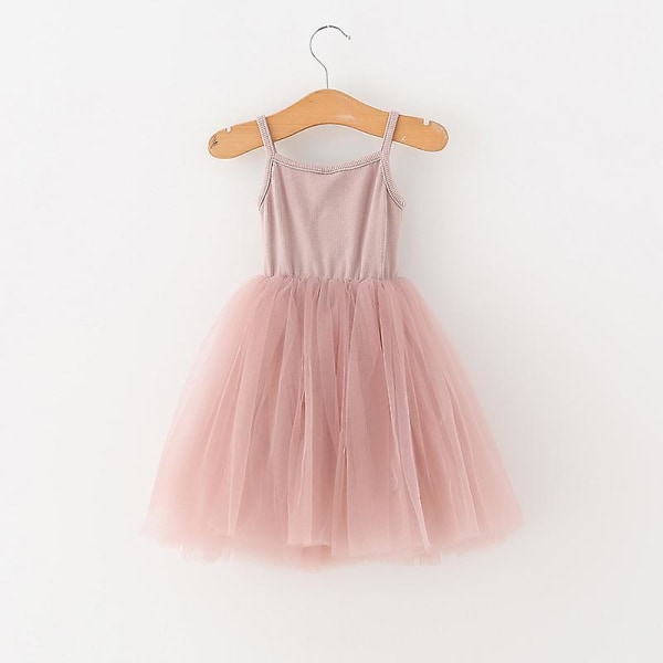 Flickor sommar ärmlös klänning 3 4 7 8 år Barn Casual Tutu Pink 5T