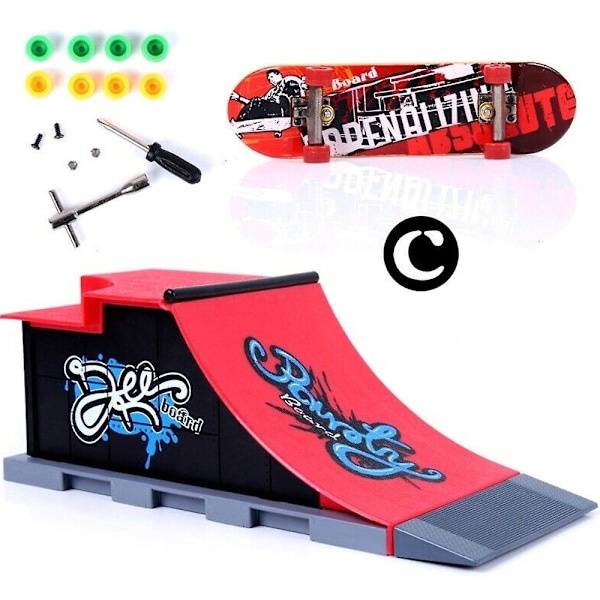 Mini Skatepark Ramp För Finger Board Skateboard delar Set C