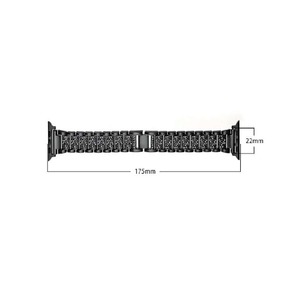 20 mm/22 mm metallrem för AppleWatch2/3/4/5/6/7 Full Diamond Rose gold 22mm