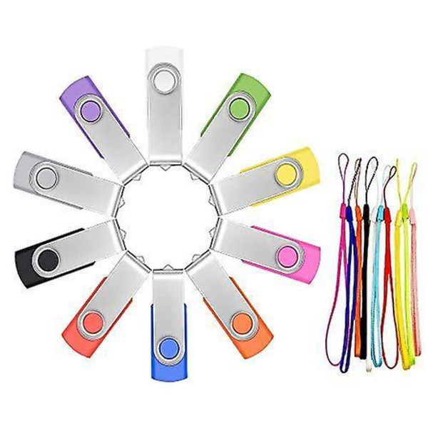 10 USB 2.0 Flash Drive 8gb Swivel Mixed Color USB Sticks