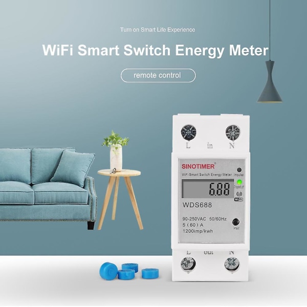 SINOTIMER WDS688 5-60A 230V Smart WiFi Enfas energi