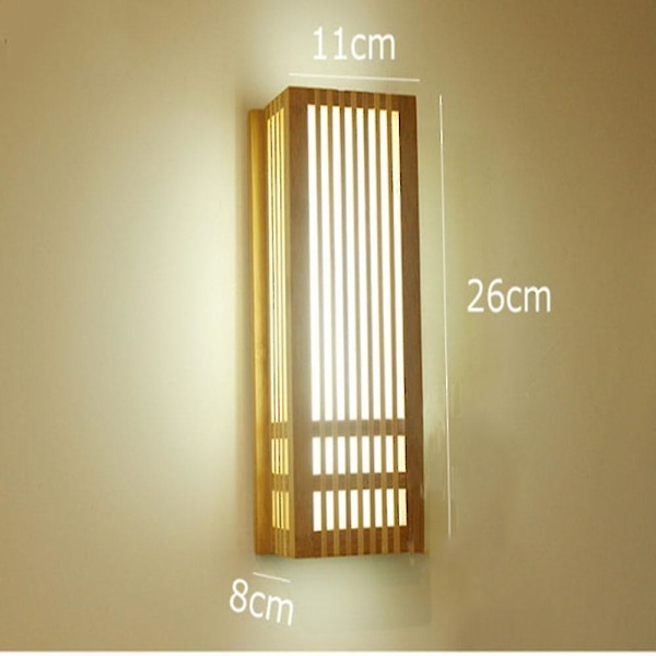 4w japansk stil vägglampa, sängkant massivt trä inomhus LED