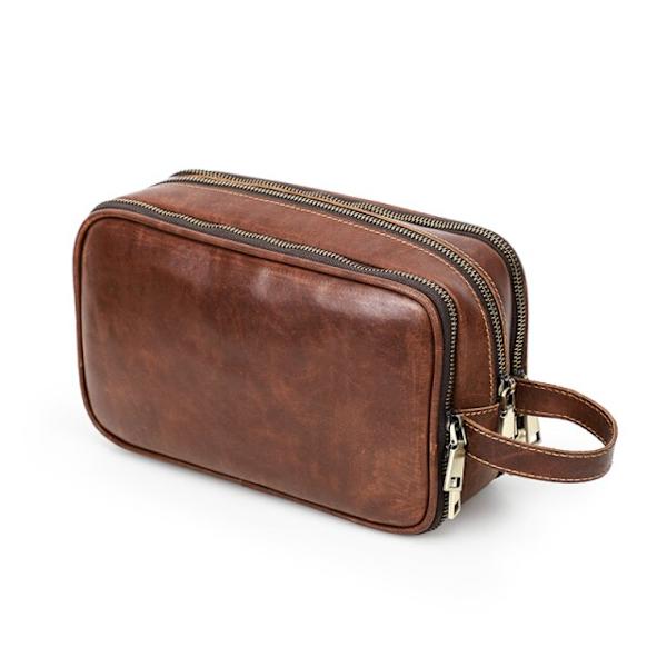Läder män tvättväska Casual Travel Comestic case