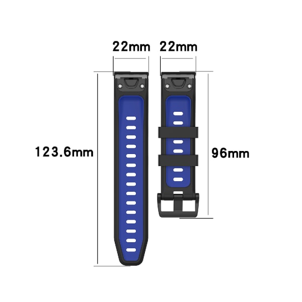 20mm/22mm/26mm Silikonrem för Garmin Fenix6X Blue 22mm