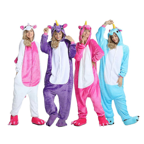 Pegasus Kostym Vuxna Barn Unicorn Pyjamas Onesie Purple 125