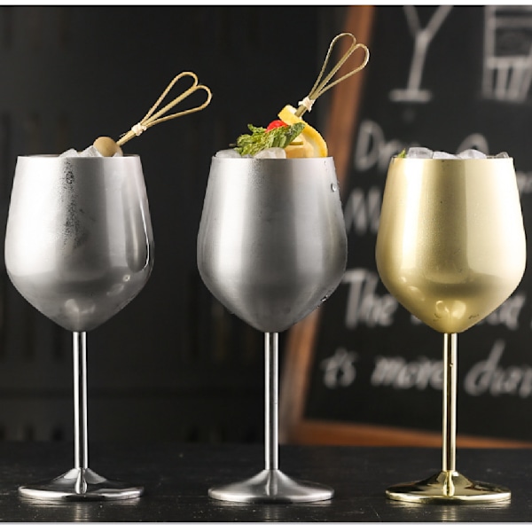 Champagneglas i rostfritt stål, europeisk stil med hög Silver