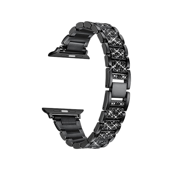 20 mm/22 mm metallrem för AppleWatch2/3/4/5/6/7 Full Diamond Black 20mm