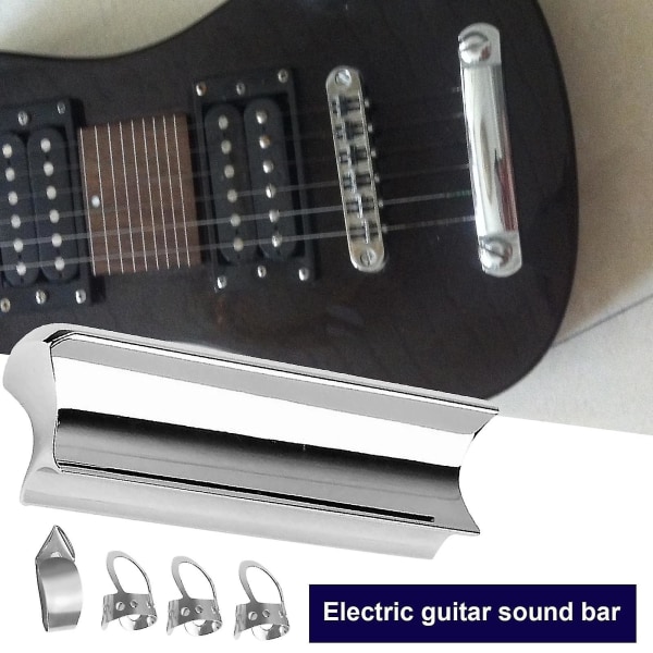 Guitar Slide Bar Slät yta Finger Groove hård ram Silver