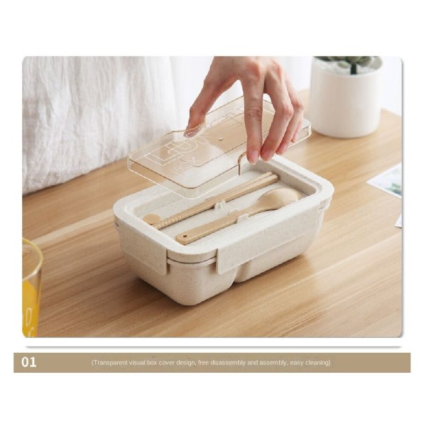 Wheat Straw Lunchbox, mikrovågsugn, lämplig för studenter White