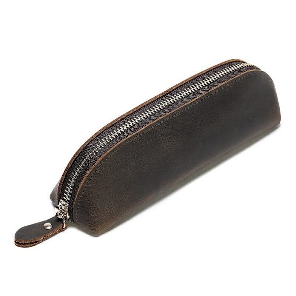 Man Plånbok Clutch Väska Äkta Läder Pen Väska Kohud
