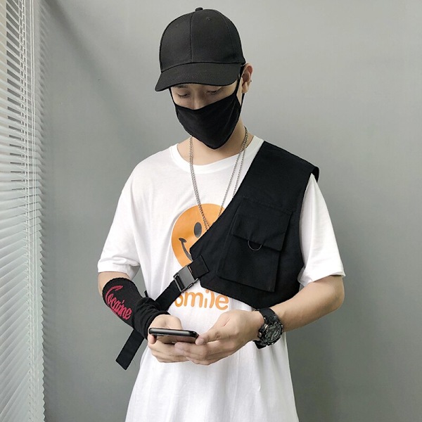 Koreansk stil Personlighet Män Mode Hip Hop Cargo Väst