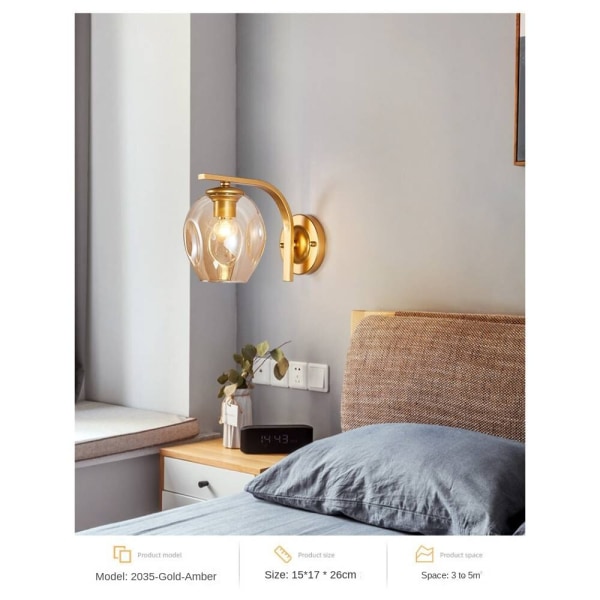 Vägglampa inomhus, kreativ enkelhet modern stil, 2035 guld Grey