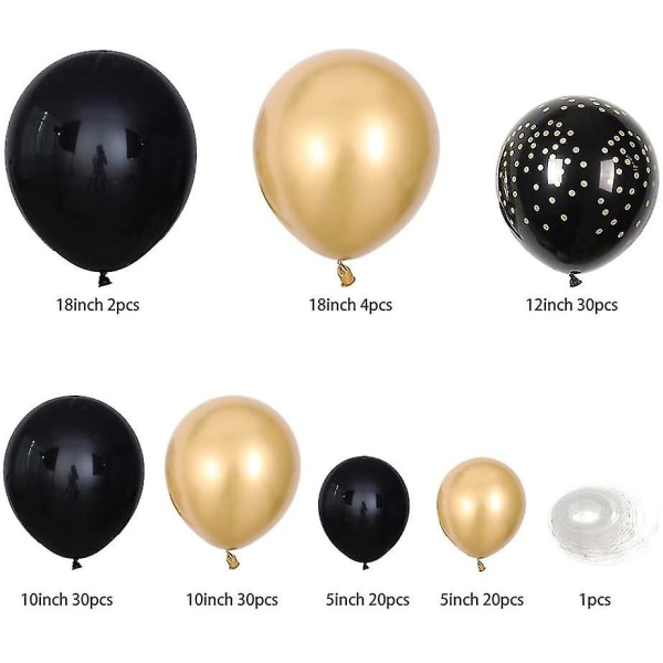 Festballonger-136 stycken DIY-guld och svart krans