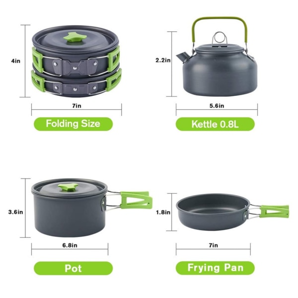 Camping Köksredskap Kit Utomhus vattenkokare Pan Pot Skål