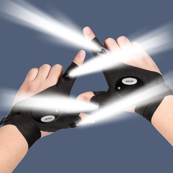 Handskar med LED-ljus, lämpliga för nattlöpning, camping,