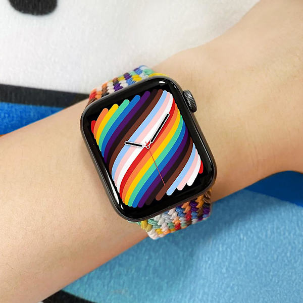 Flätat band till Apple Iwatch Se 6 44mm Rainbow1