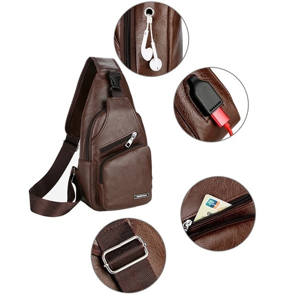 Mode män bröstväska Casual Crossbody axelväska (brun)