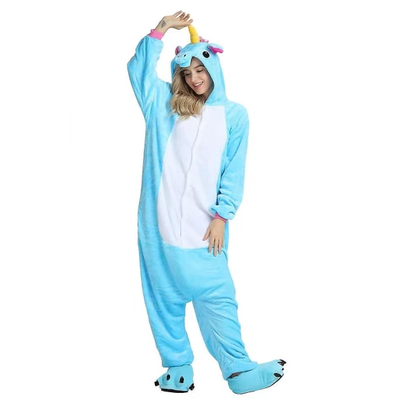 Pegasus Kostym Vuxna Barn Unicorn Pyjamas Onesie Blue L