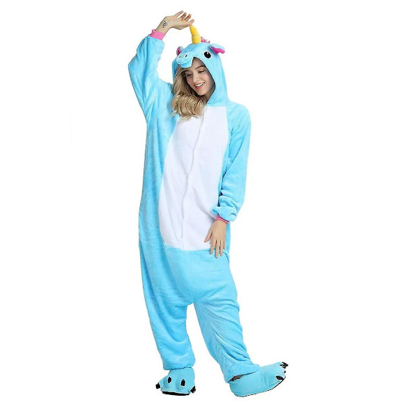 Pegasus Kostym Vuxna Barn Unicorn Pyjamas Onesie Blue L