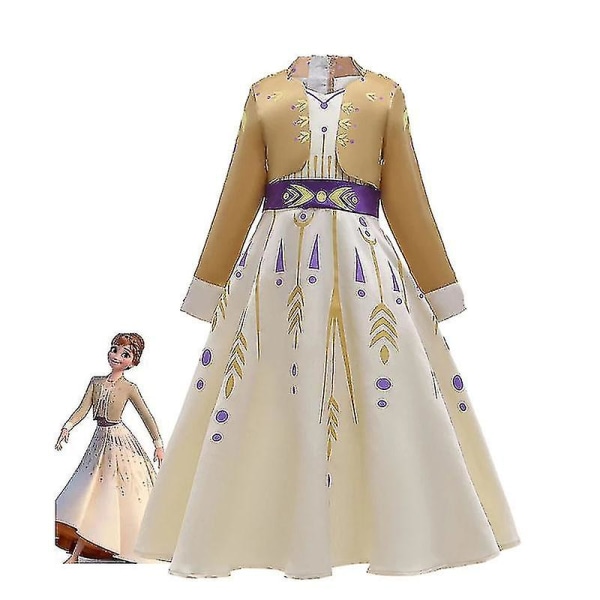 Åå Frozen Princess Girls Dress Anna Costume Snow Queen 140CM