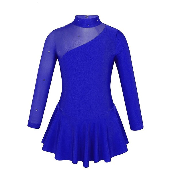 Barn Lycra Ballroom Mock Neck Tyll Rygg Konståkning Purple 14