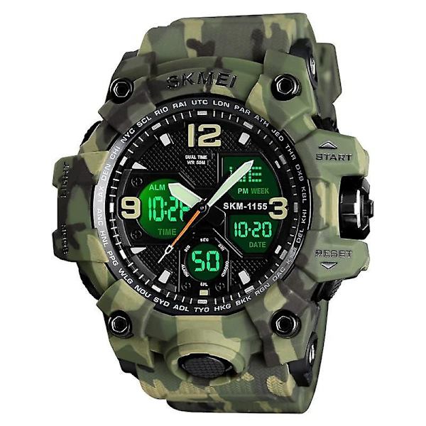 Digitala vattentäta armbandsur Green camo