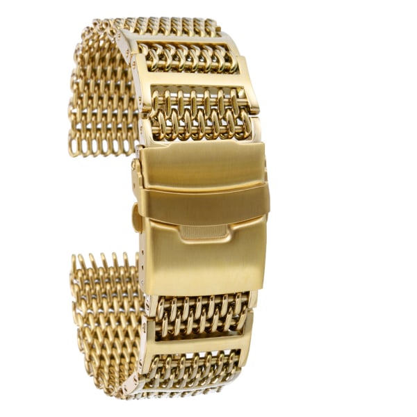 18 20 22 24 mm rem, mesh flätat dubbelt mesh Gold 18MM