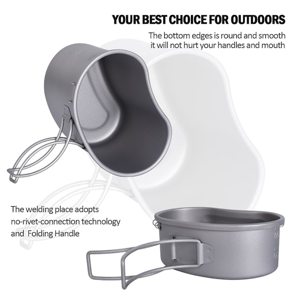 Gränslös Voyage Camping Titanium Pot Cup Set 300ml & 600ml