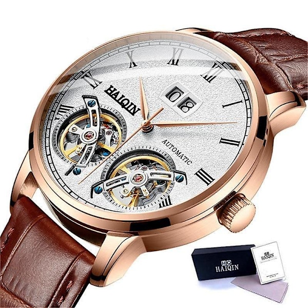 Automatisk självvindande watch i mekanisk stil för män Gold White L