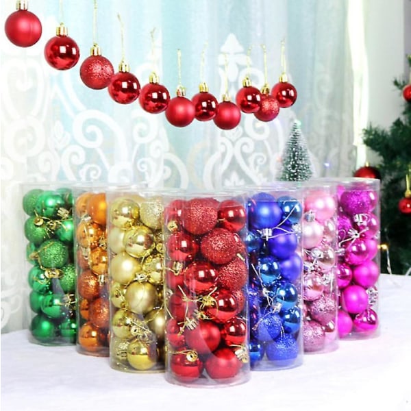6cm julgranskulor, 24st julgranskulor Red