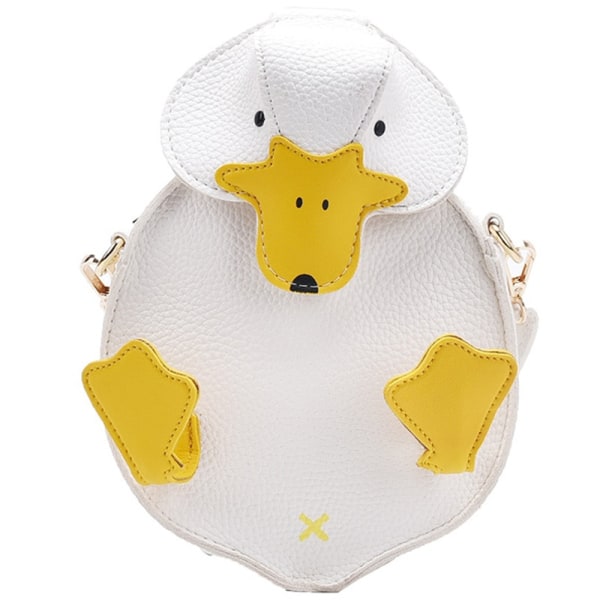 Girls Messenger Bag, Cute Cartoon Duck Shoulder Bag Mini White