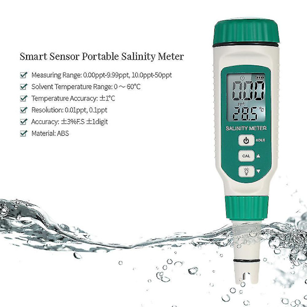 Bärbar salthaltsmätare Handhållen Atc Salinometer Halometer