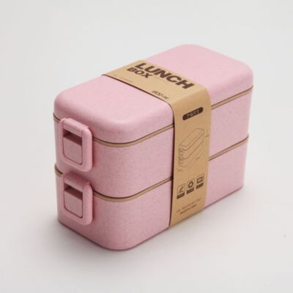 800ml hälsosamt material Lunchbox 2-lagers vetehalm Bento