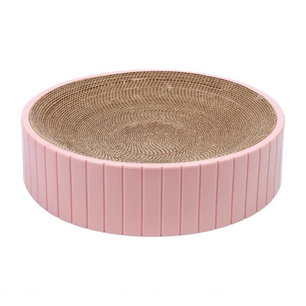 Kompass Rund Cat Scratching Board, Corrugated Paper Scratch Pink