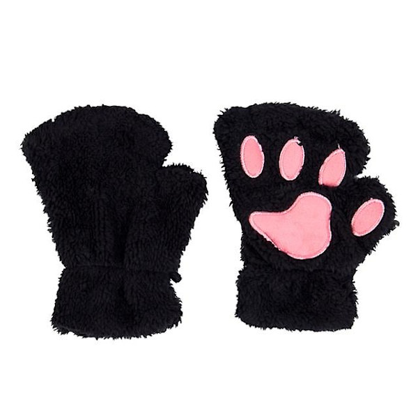 Cat Paw Varma Handskar Half Finger Vantar Snygg Tjock Black