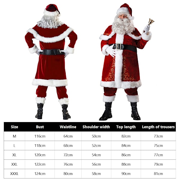 XL Jultomtekostym Herr Hatt Bälte Skägg Cosplay
