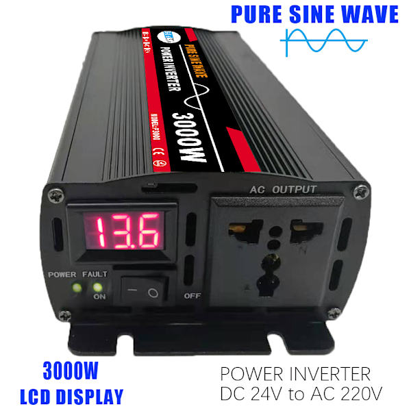 3000W 24V till 220V Pure Sine Wave Power Inverter Solar 4dd5 | Fyndiq