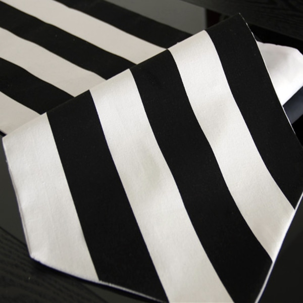 160 cm Mode klassisk svart och vit randig bordslöpare